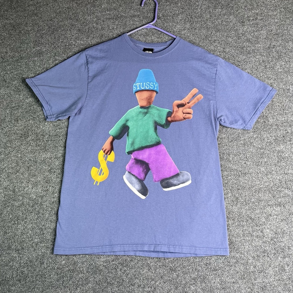Stussy Peace & Prosperity Storm T-shirt Men's M Blue‎ Lavender